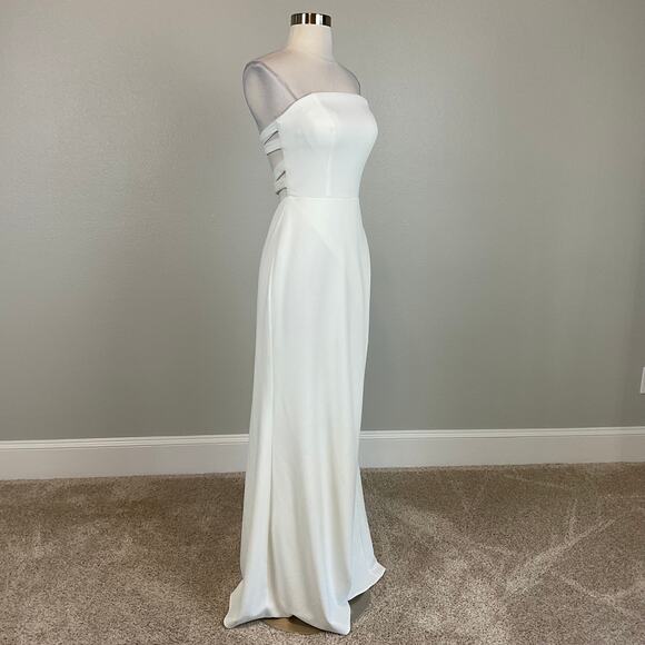 White Strapless Cut Out Back Evening Gown Size 10 Long Formal Dress by AQUA - Picture 3 of 12